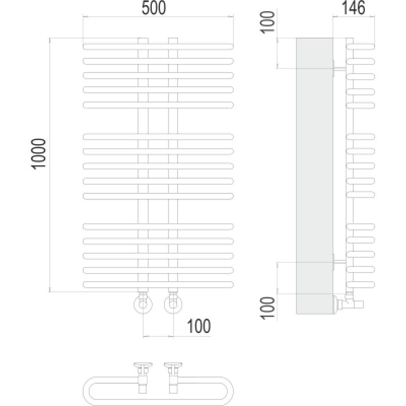 Полотенцесушитель водяной Terminus Сахара П15 500*1000
