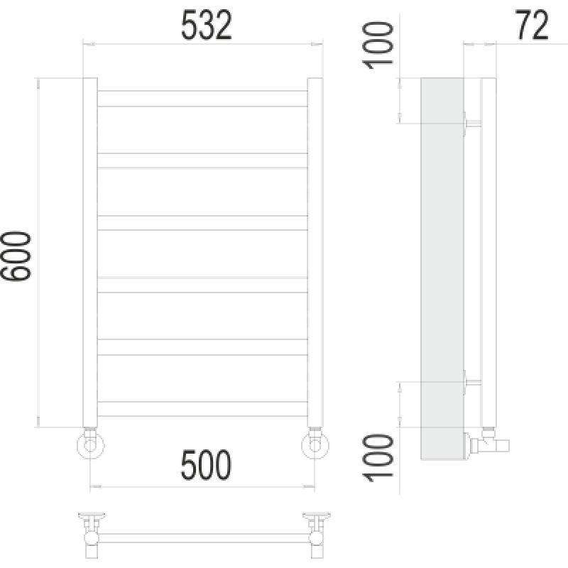 Полотенцесушитель водяной Terminus Аврора П6 500x600