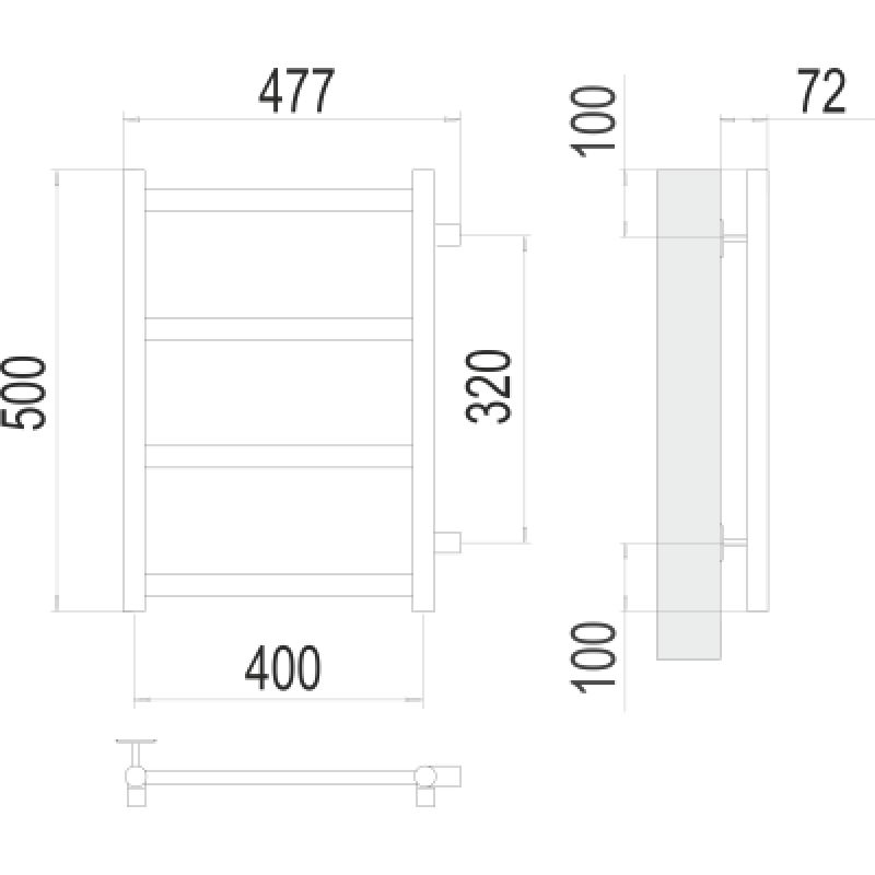 Полотенцесушитель водяной Terminus Аврора П4 400x500 с боковым подключением 320