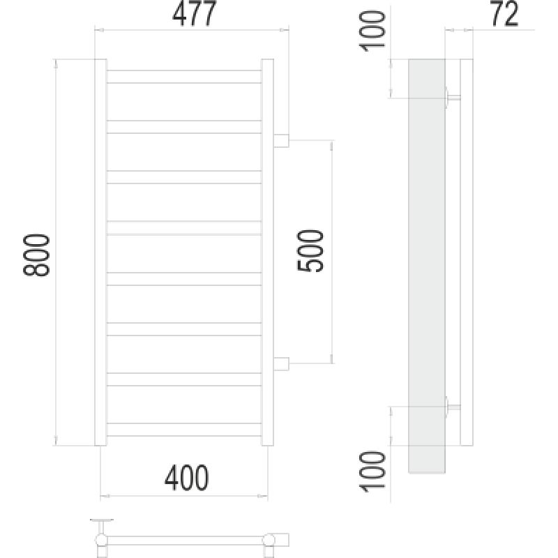 Полотенцесушитель водяной Terminus Аврора П8 400x800 с боковым подключением 500