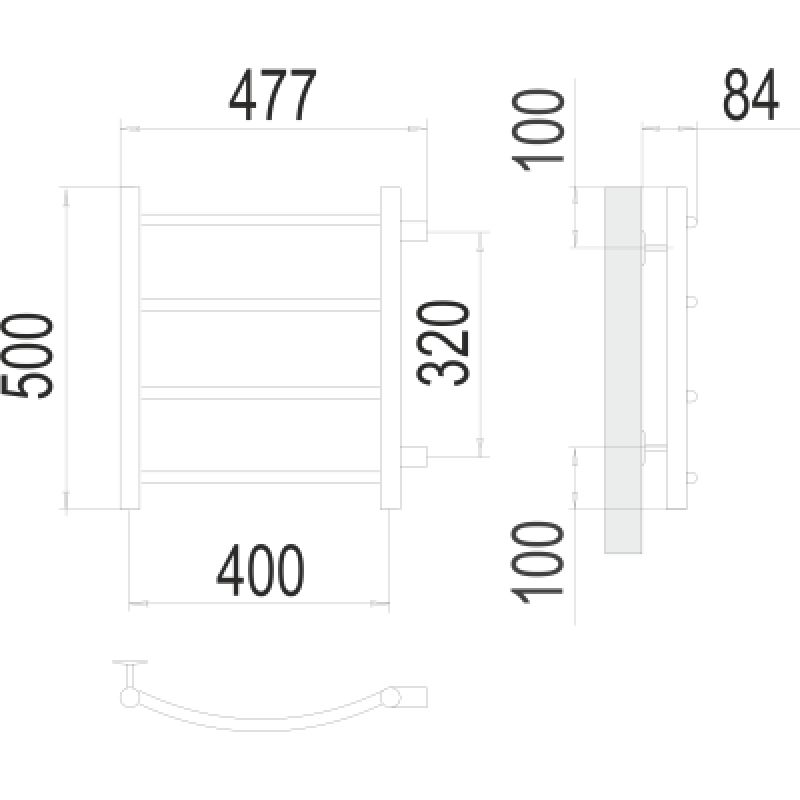 Полотенцесушитель водяной Terminus Классик П4 400x500 с боковым подключением 320