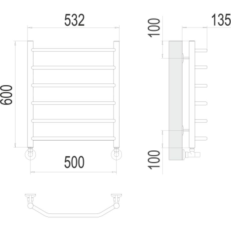 Полотенцесушитель водяной Terminus Виктория П6 500x600