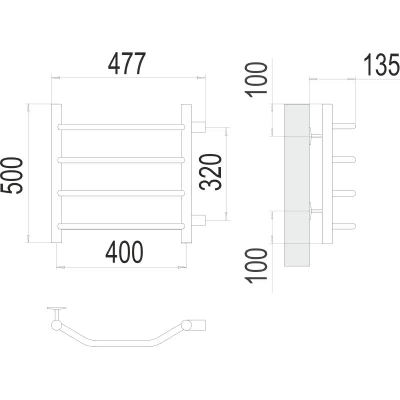 Полотенцесушитель водяной Terminus Виктория П4 400x500 с боковым подключением 320