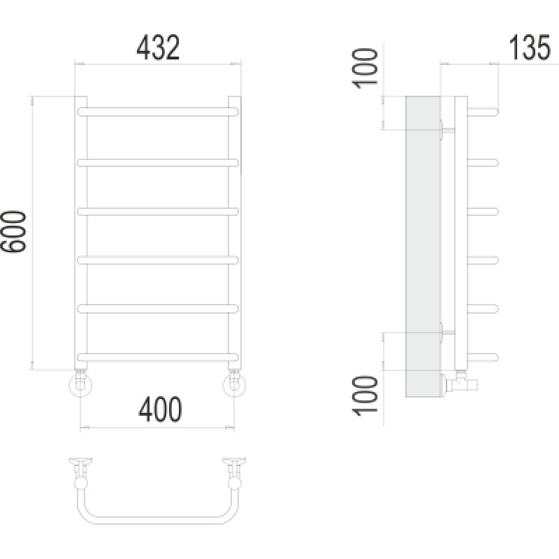 Полотенцесушитель водяной Terminus Стандарт П6 400x600