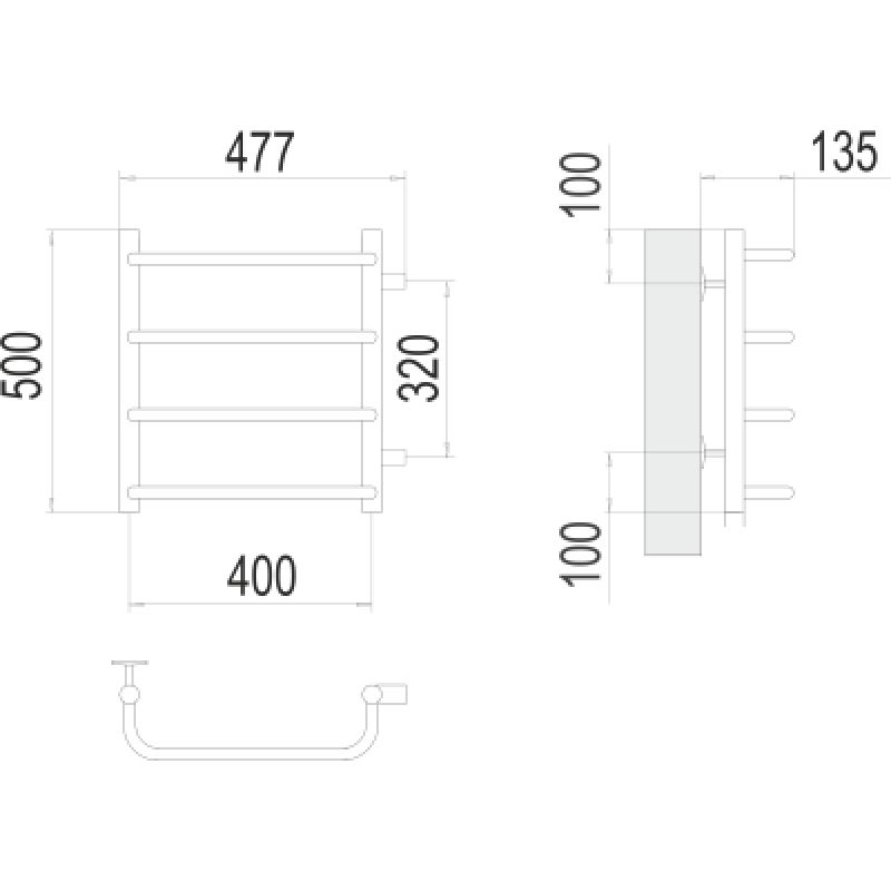 Полотенцесушитель водяной Terminus Стандарт П4 400x500 с боковым подключением 320