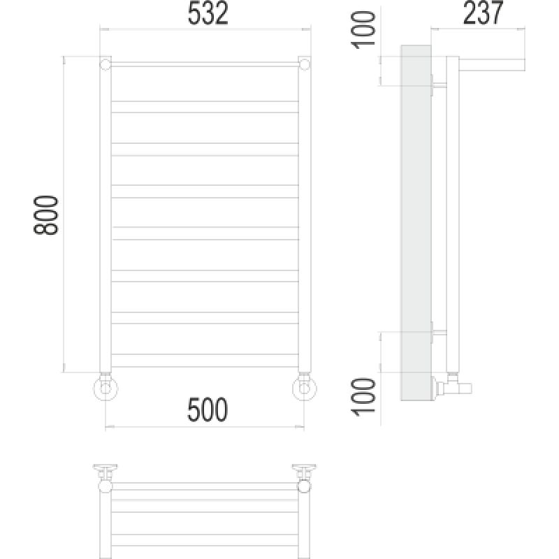 Полотенцесушитель водяной Terminus Хендрикс П8 500x800 с полкой