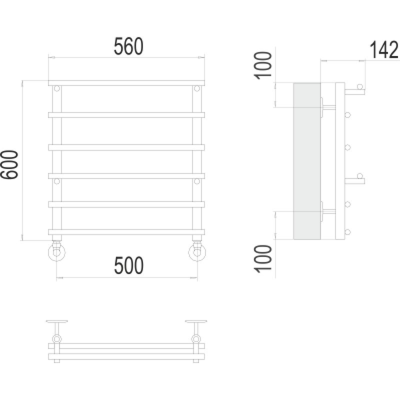 Полотенцесушитель водяной Terminus Вента П6 500x600