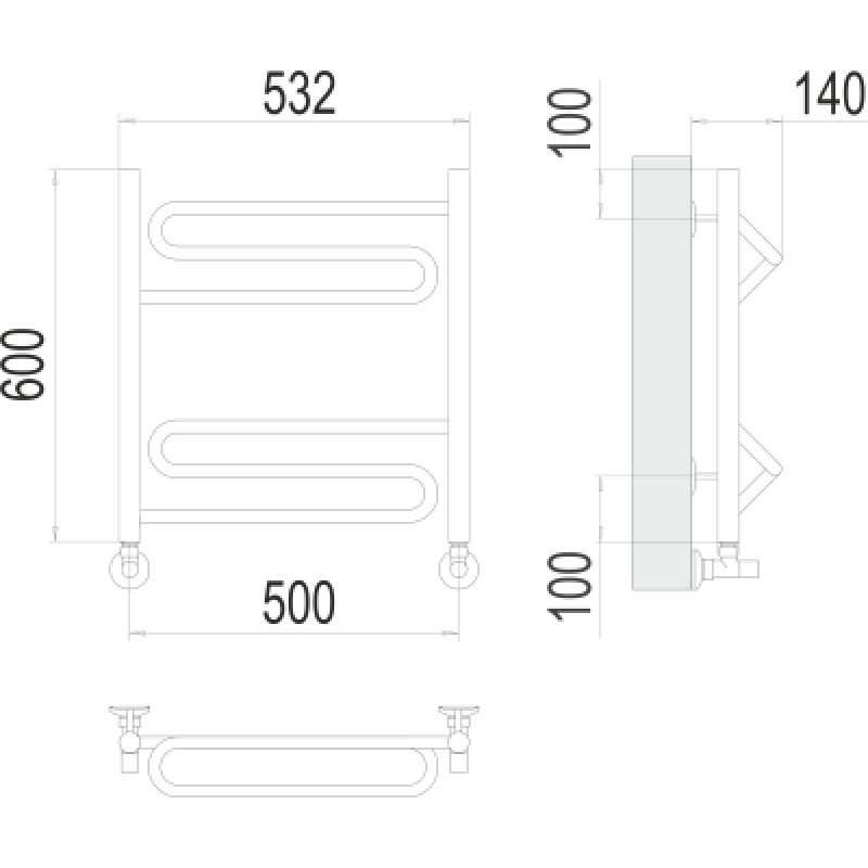 Полотенцесушитель водяной Terminus Юпитер П6 500x600