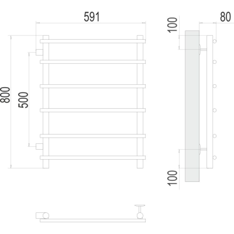 Полотенцесушитель водяной Terminus Квинта П6 500x800 с боковым подключением 500