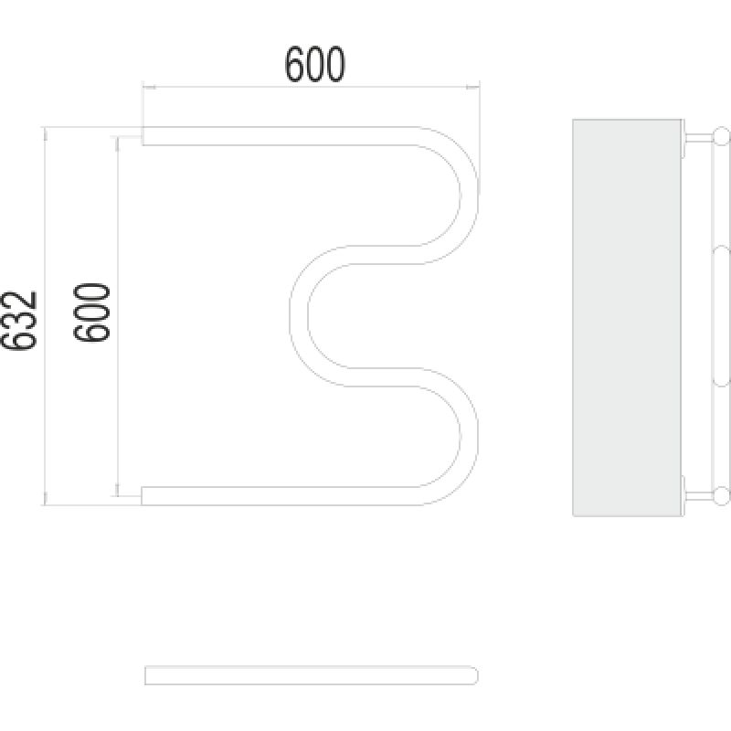 Полотенцесушитель водяной Terminus М 600х600, ширина 60 см, высота 63.2 см, боковое подключение, 4620768881213