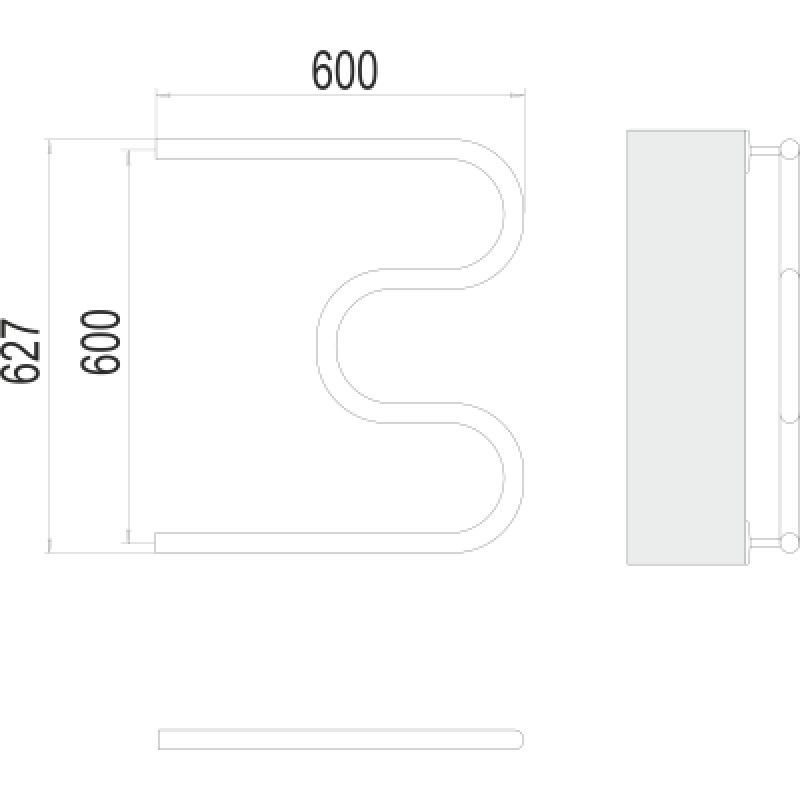 Полотенцесушитель водяной Terminus M-образный 25 3/4" 600x600