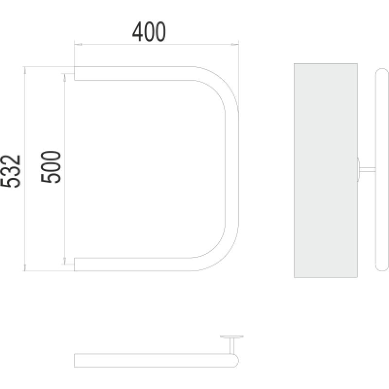 Полотенцесушитель водяной Terminus П-образный 4620768881459, ширина 40 см, высота 53 см, боковое подключение 50 см, 1 дюйм, цвет нержавеющая сталь