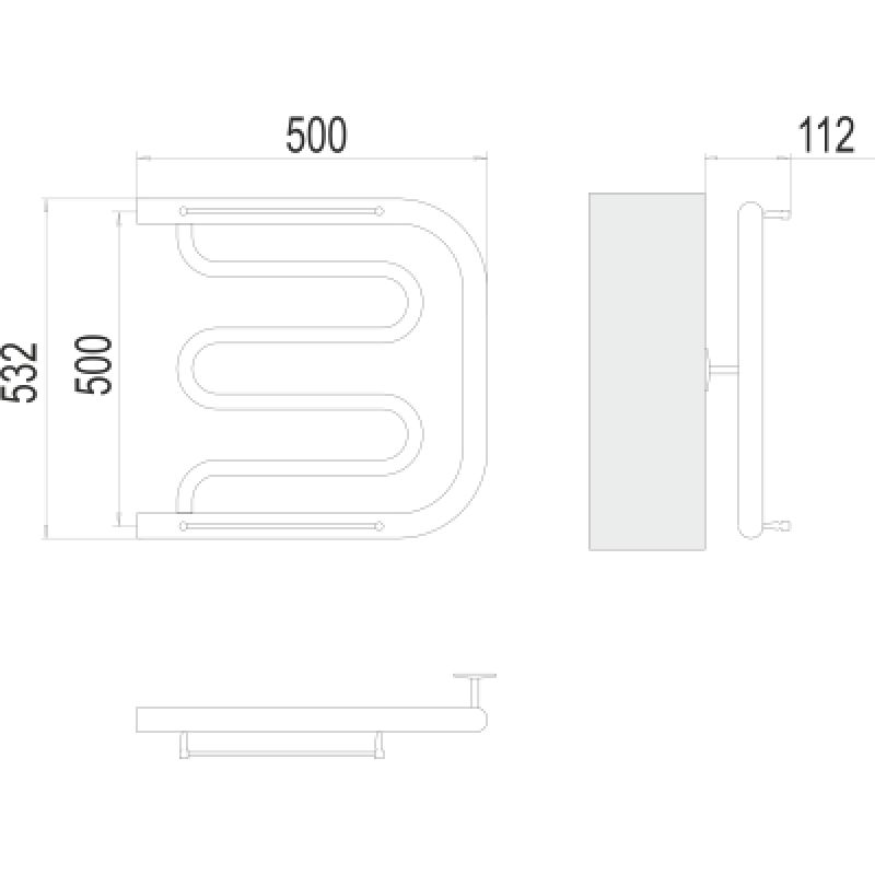 Полотенцесушитель водяной Terminus Фокстрот БШ 500x500