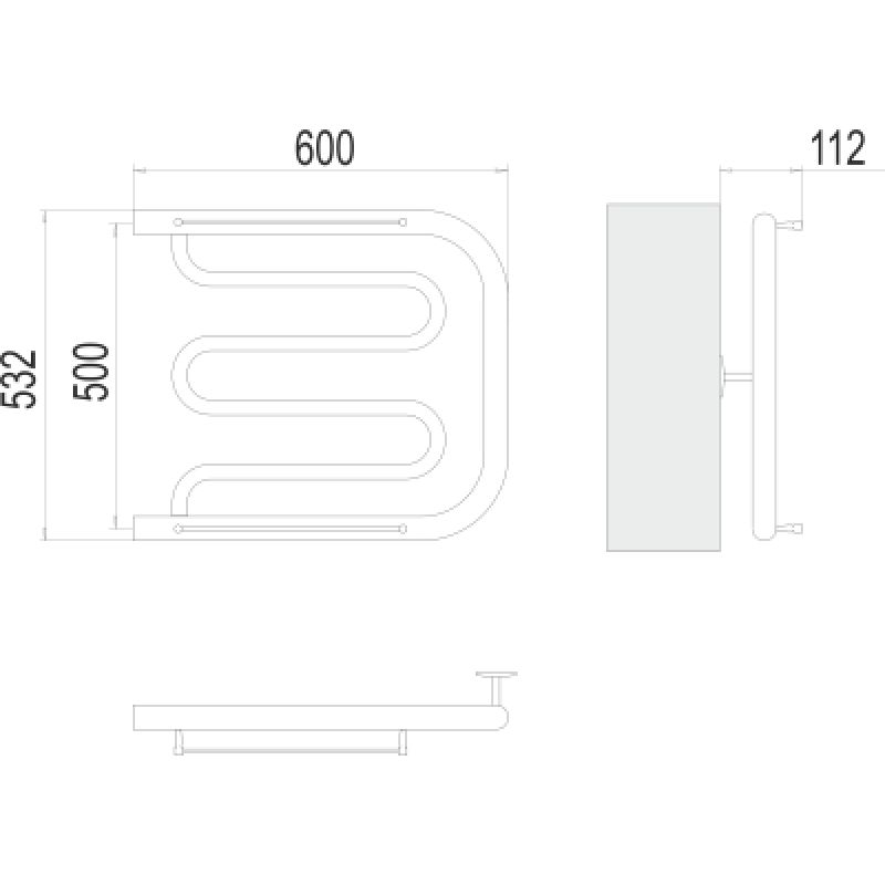 Полотенцесушитель водяной Terminus Фокстрот БШ 500x600