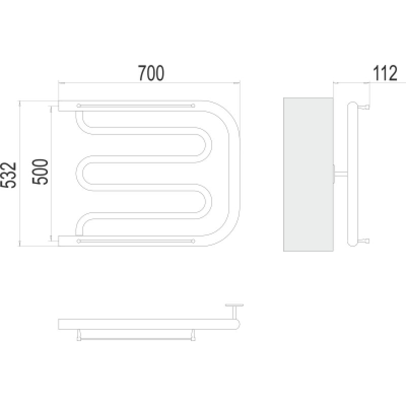 Полотенцесушитель водяной Terminus Фокстрот БШ 500x700
