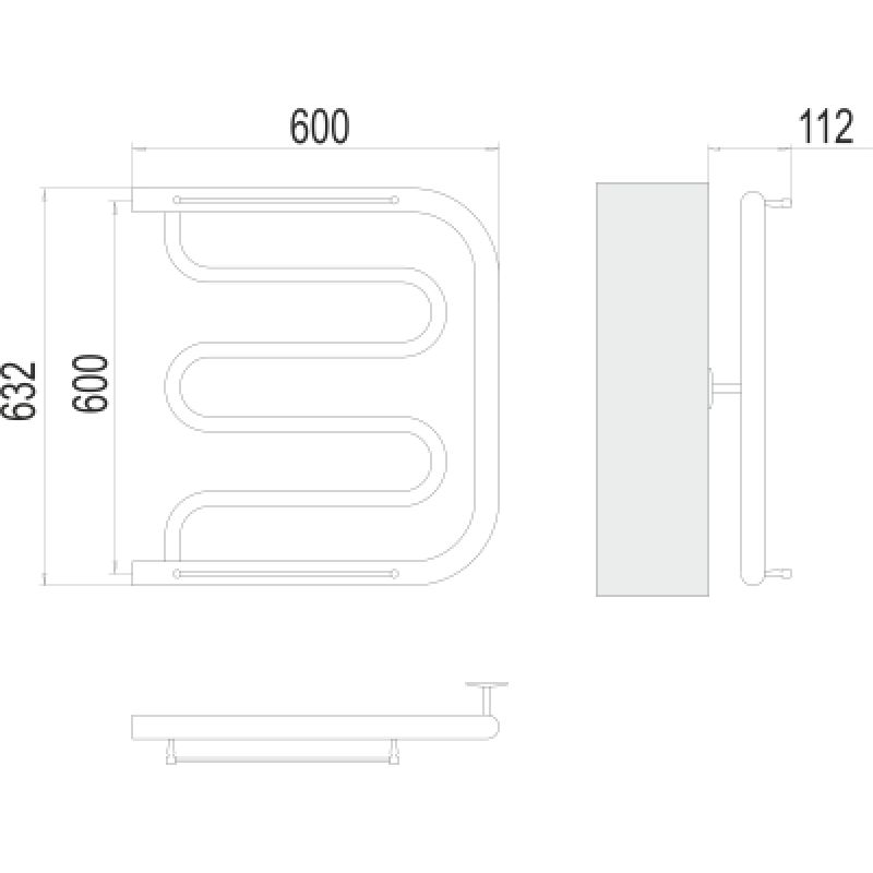 Полотенцесушитель водяной Terminus Фокстрот БШ 600x600