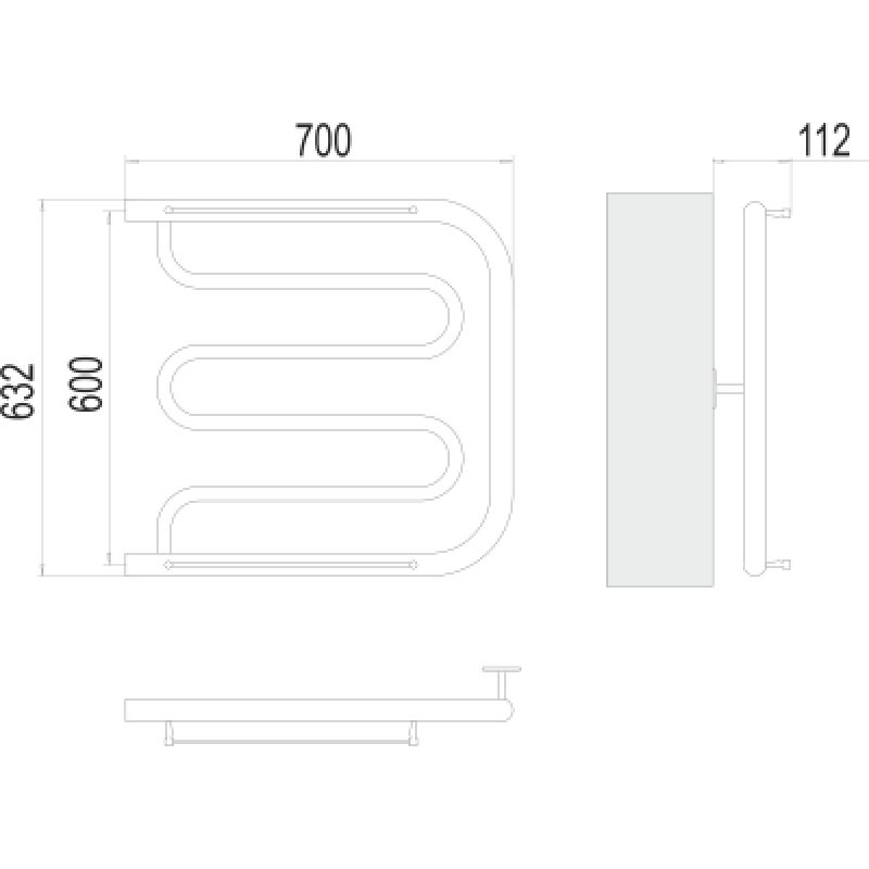 Полотенцесушитель водяной Terminus Фокстрот БШ 600x700