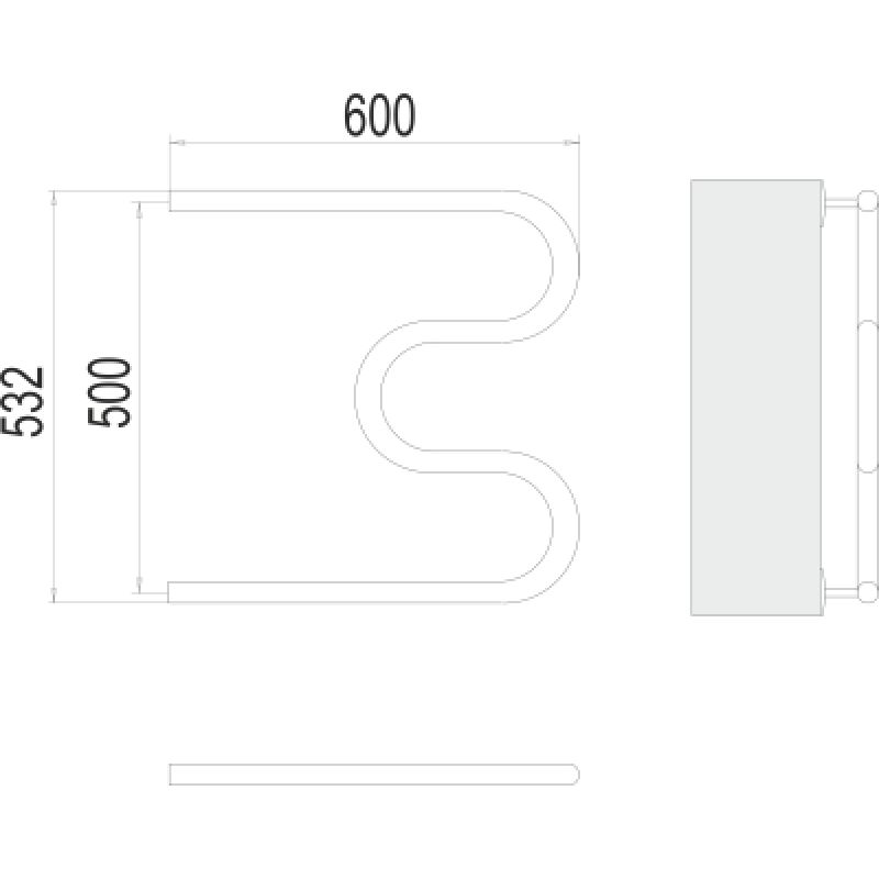 Полотенцесушитель водяной Terminus M-образный БШ 500x600