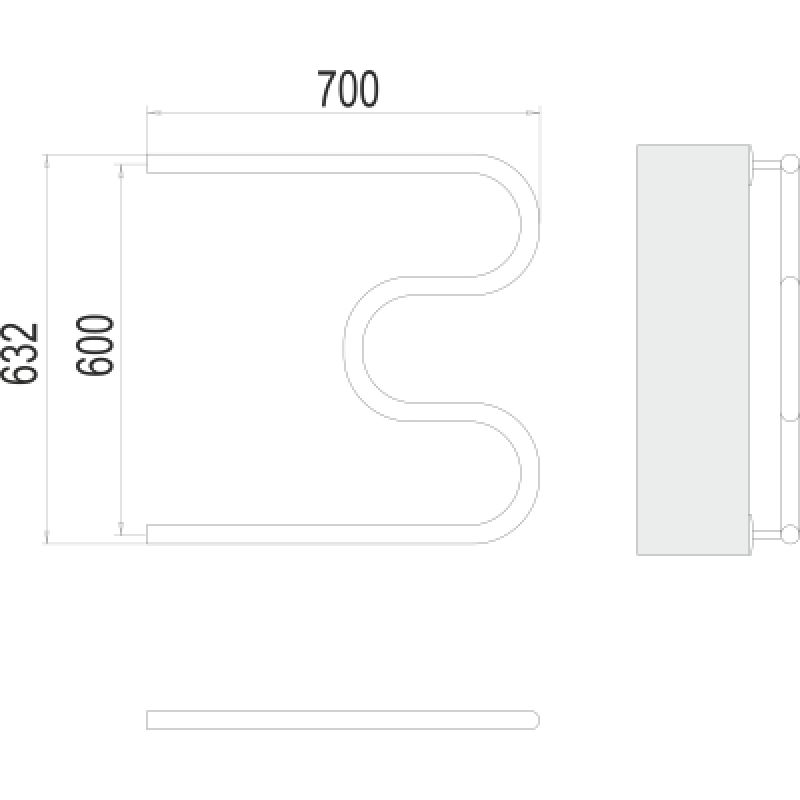 Полотенцесушитель водяной Terminus M-образный БШ 600x700