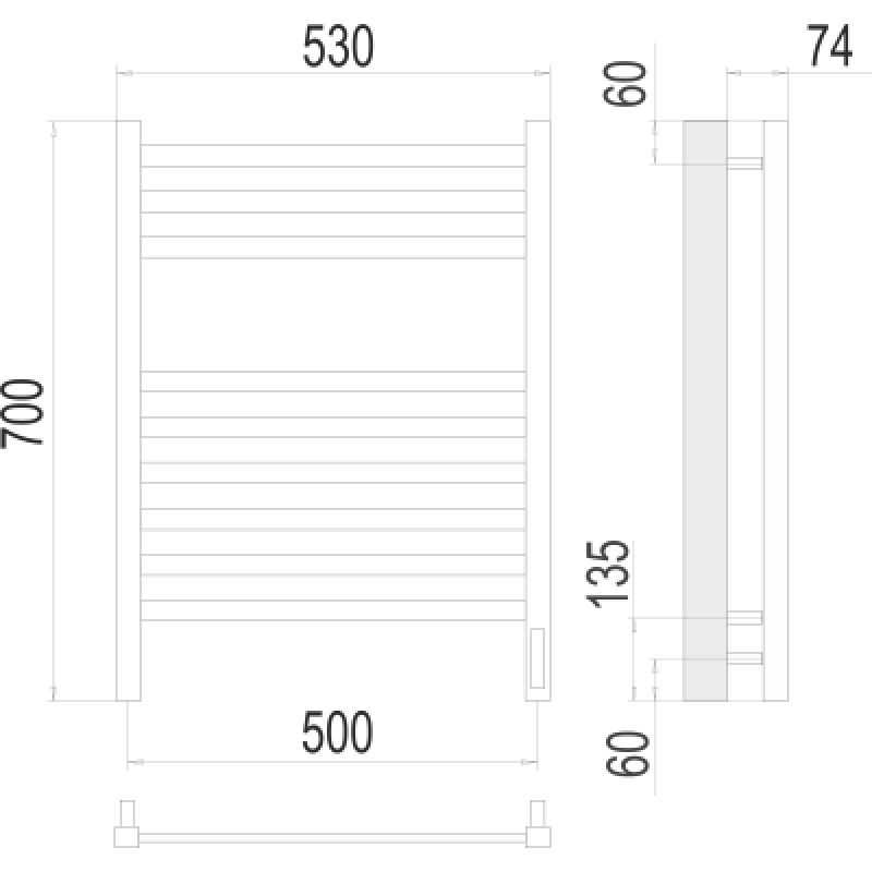 Полотенцесушитель электрический Terminus Ното П9 500х700
