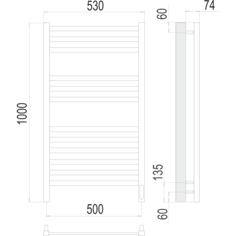 Полотенцесушитель электрический Terminus Ното П12 0 500х100