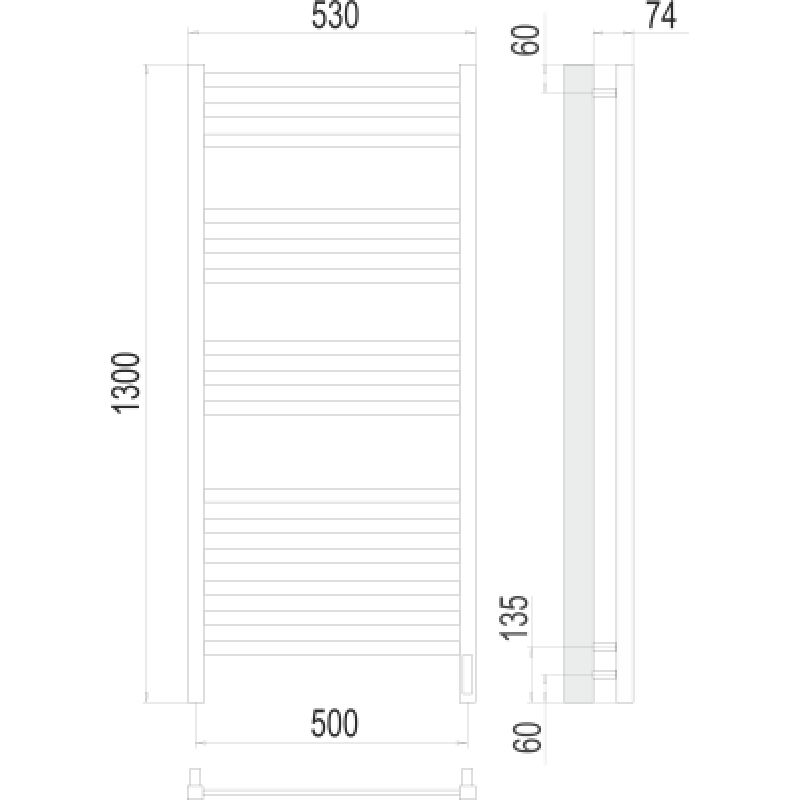 Полотенцесушитель электрический Terminus Ното П15 0 500х130