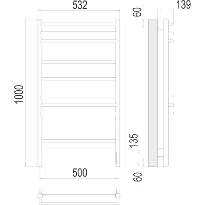 Полотенцесушитель электрический Terminus Прато П12 0 500х100