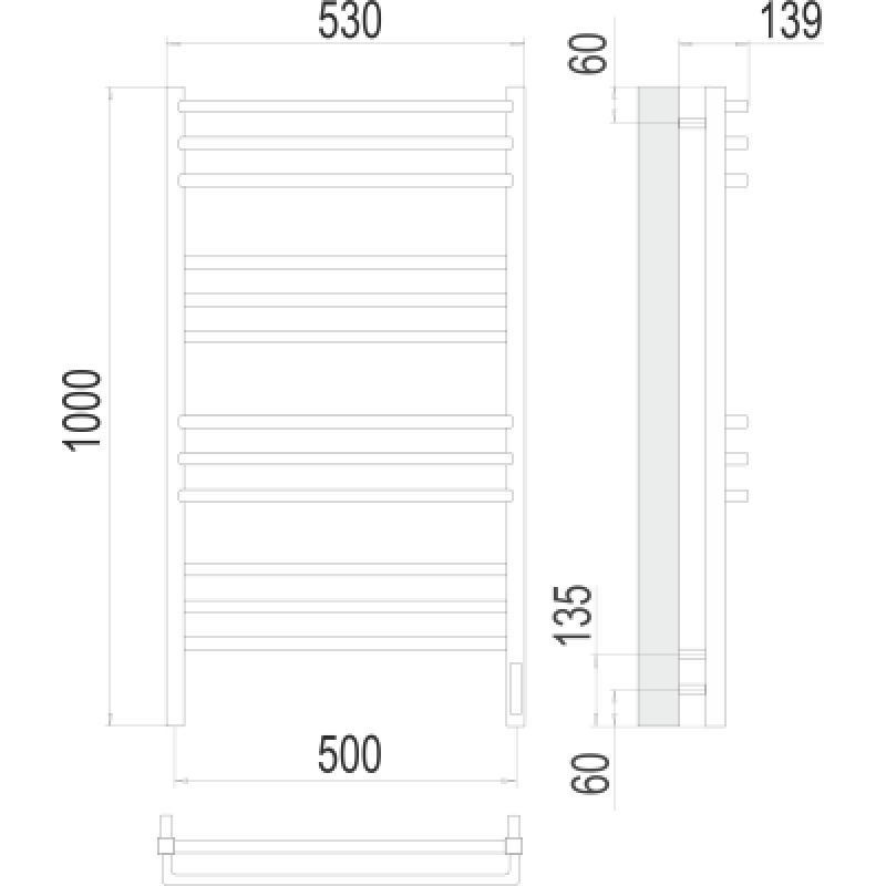 Полотенцесушитель электрический Terminus Соренто П12 500х100