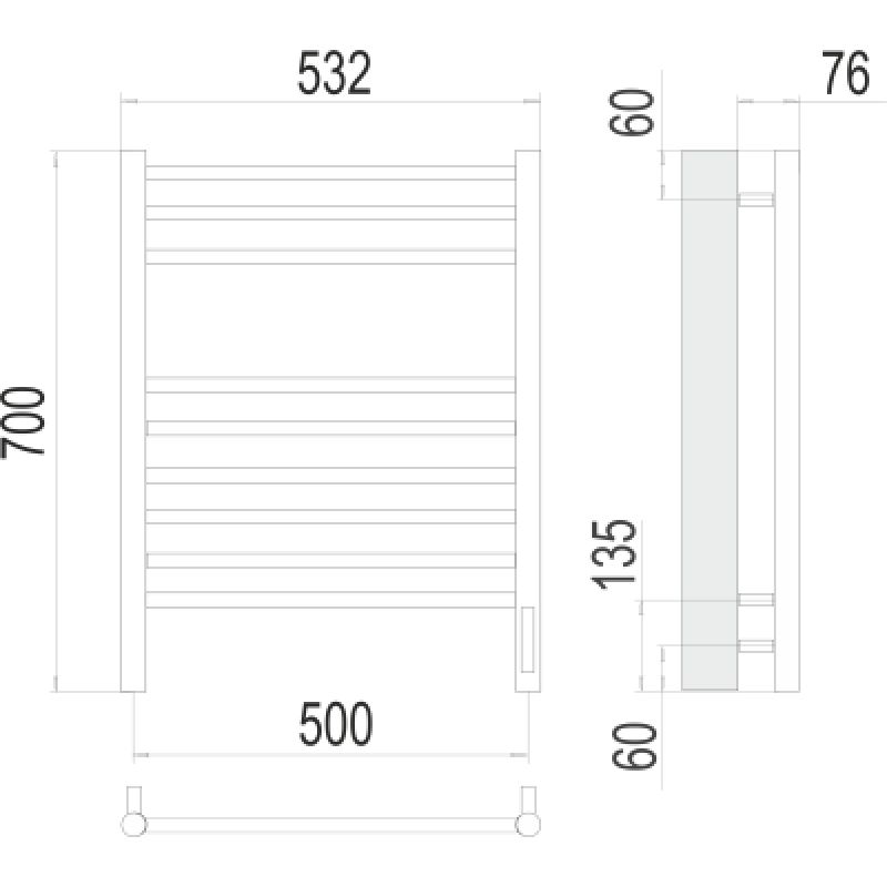 Полотенцесушитель электрический Terminus Аврора П9 50x70