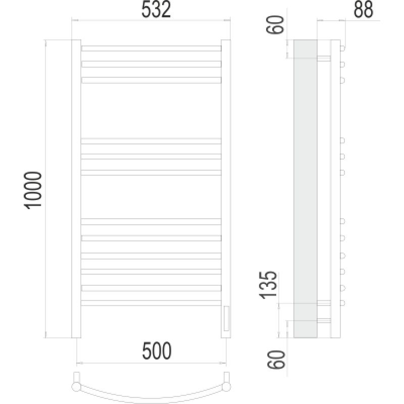 Полотенцесушитель электрический Terminus Классик П12 50x100