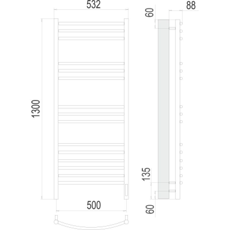Полотенцесушитель электрический Terminus Классик П15 50x130