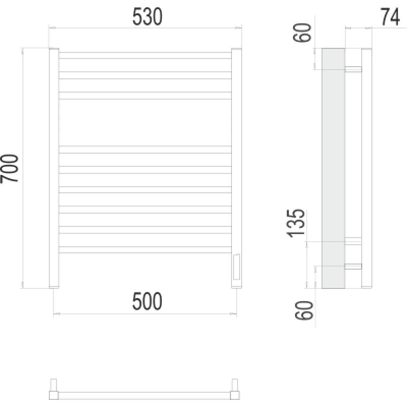 Полотенцесушитель электрический Terminus Ватикан П9 50x70, sensor quick touch