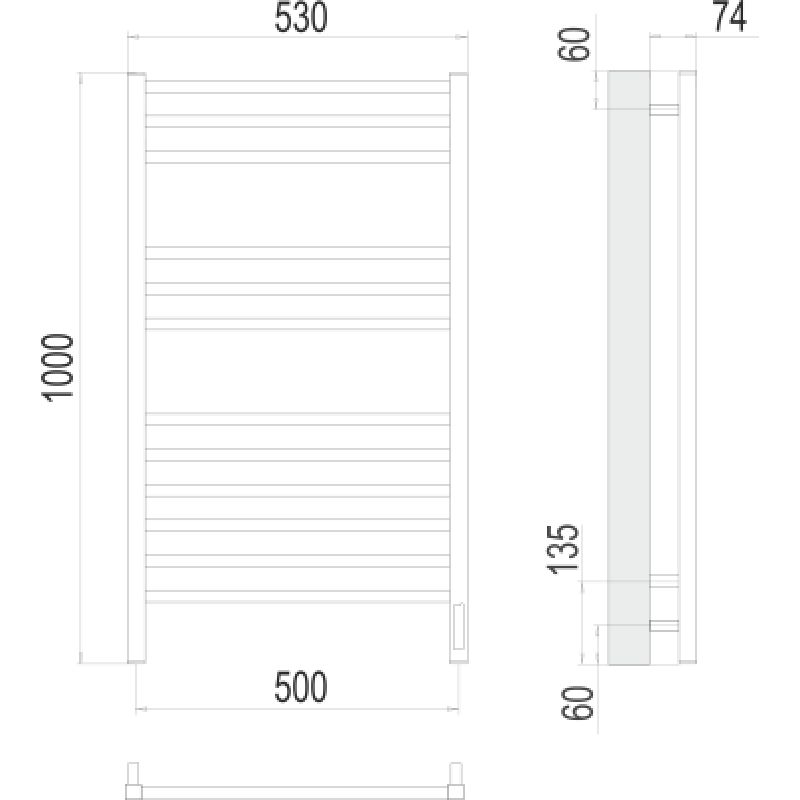 Полотенцесушитель электрический Terminus Ватикан П12 50x100, sensor quick touch