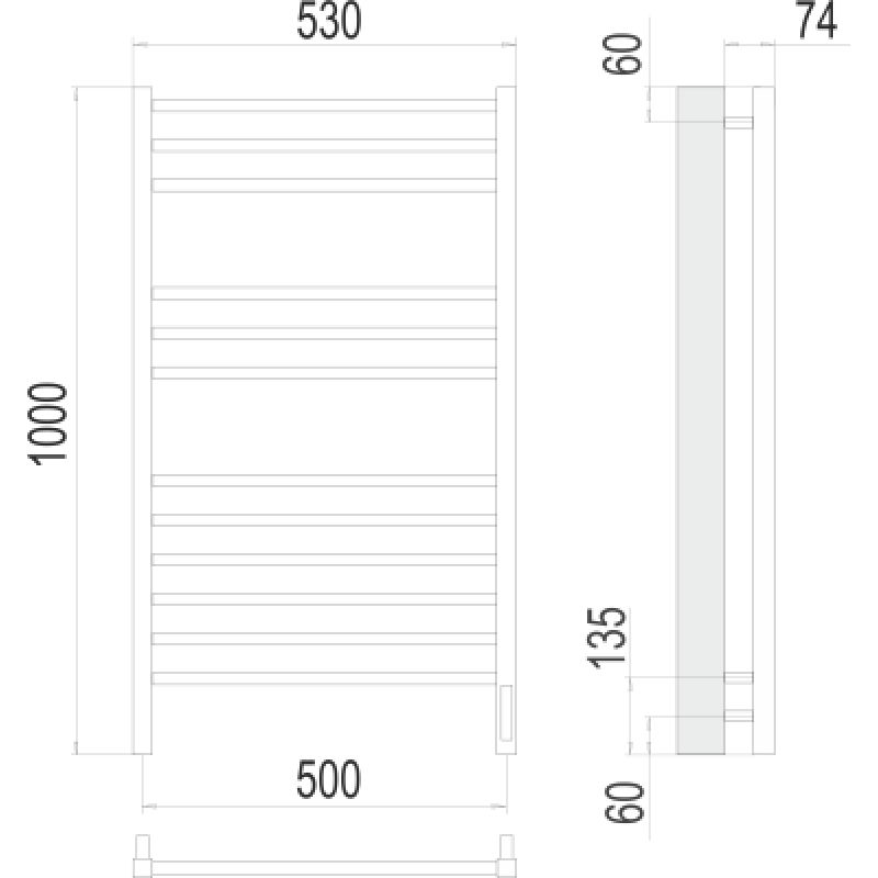 Полотенцесушитель электрический Terminus Сицилия П12 50x100, sensor quick touch
