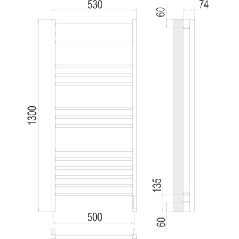 Полотенцесушитель электрический Terminus Сицилия П15 50x130, sensor quick touch