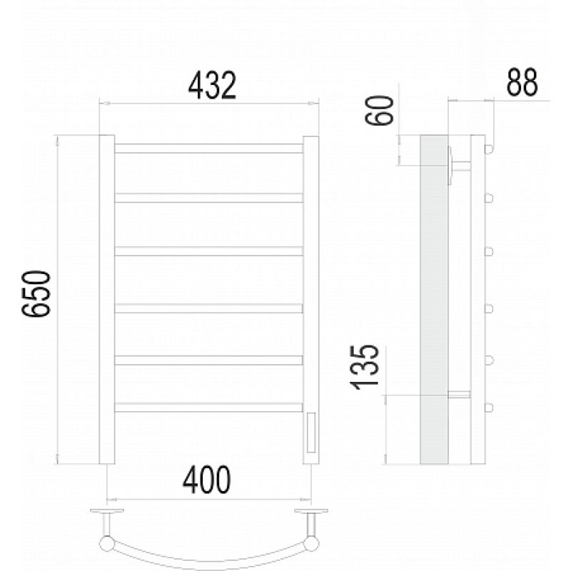Полотенцесушитель электрический Terminus Классик П6, 400x650