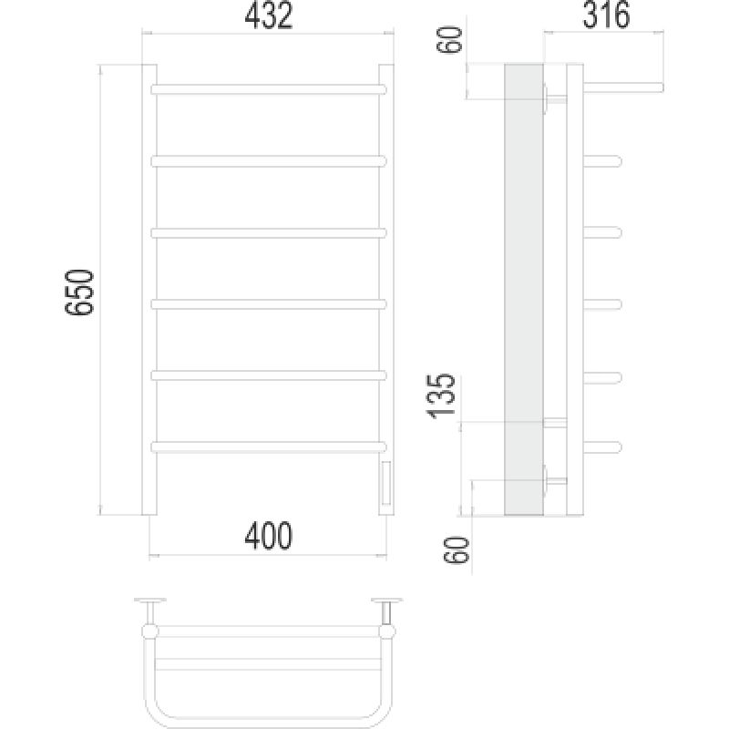Полотенцесушитель электрический Terminus Полка П6 400*650