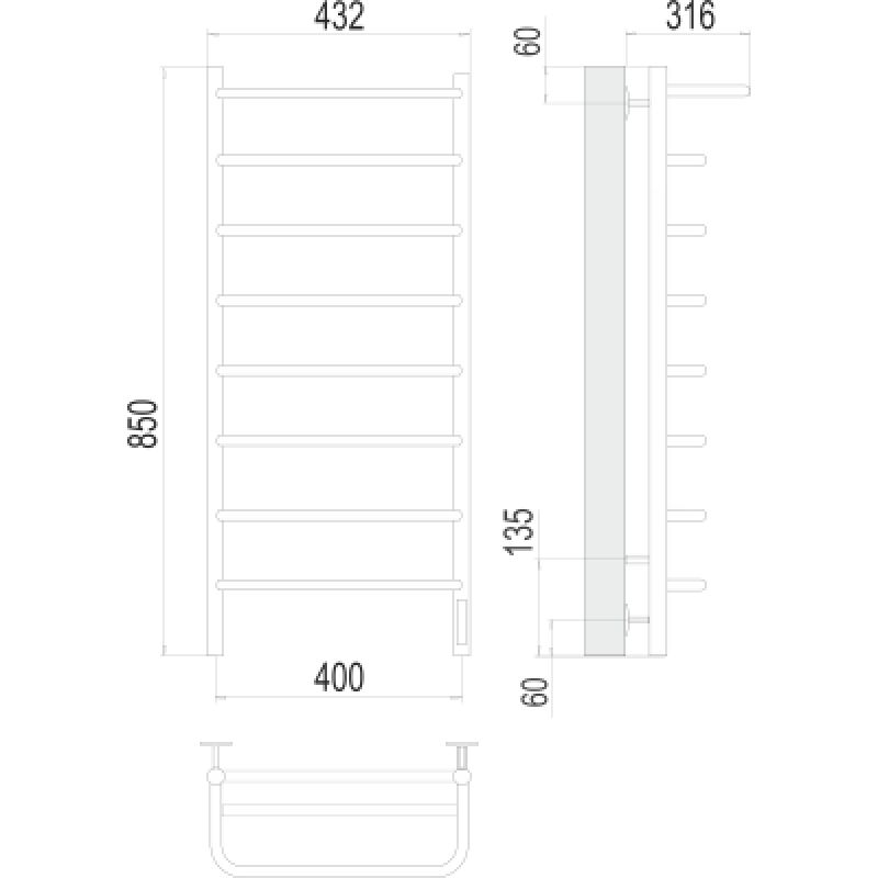 Полотенцесушитель электрический Terminus Полка П8 400*850