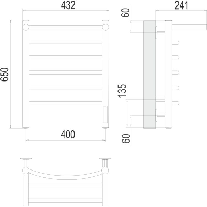 Полотенцесушитель электрический Terminus Классик П6 400x650 с полкой