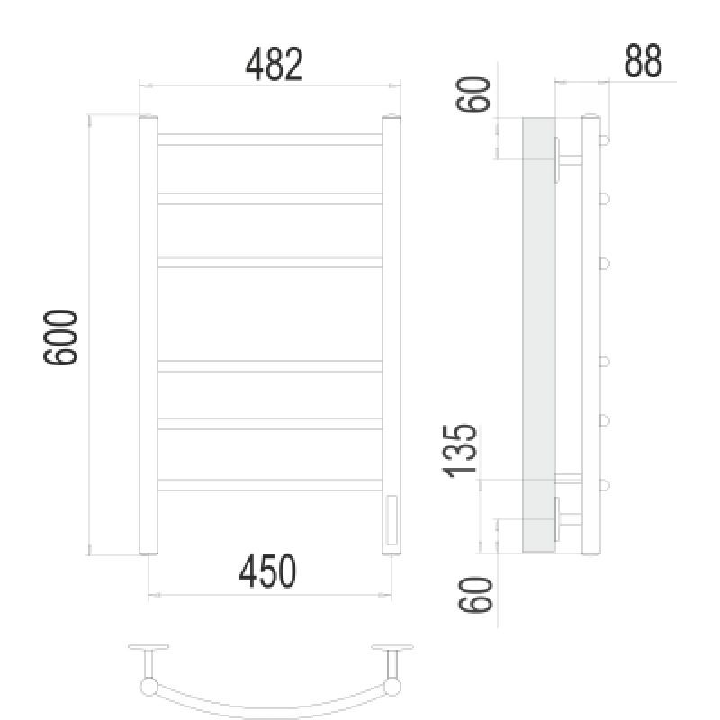 Полотенцесушитель электрический Terminus Классик П6 450x600, матовый белый