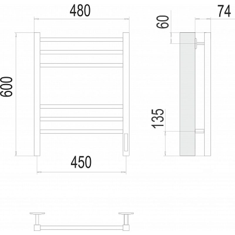 Полотенцесушитель электрический Terminus Ватикан П6 450x600, черный муар