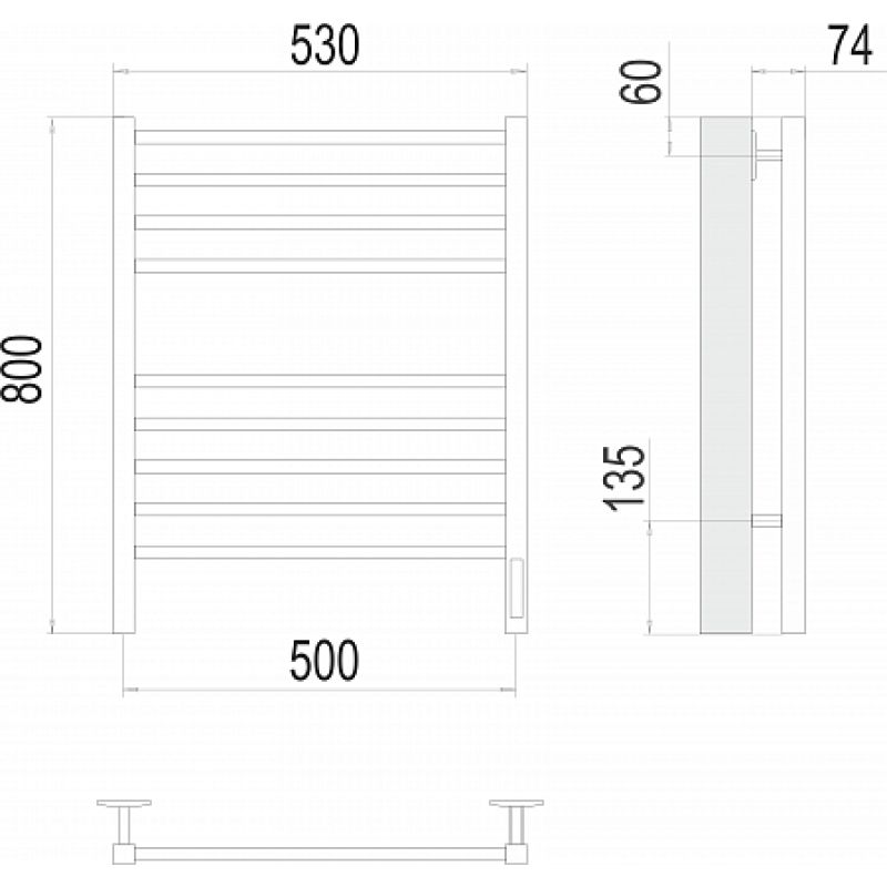 Полотенцесушитель электрический Terminus Ватикан П8 500x800, черный муар