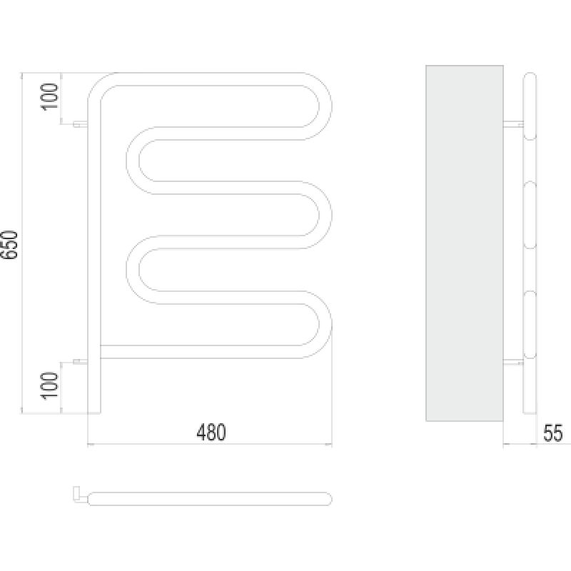 Полотенцесушитель электрический Terminus Ш-образный 450x570 поворотный