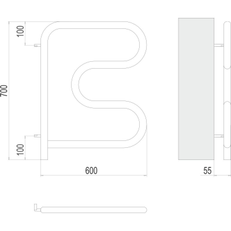 Полотенцесушитель электрический Terminus F-образный 600x600 поворотный