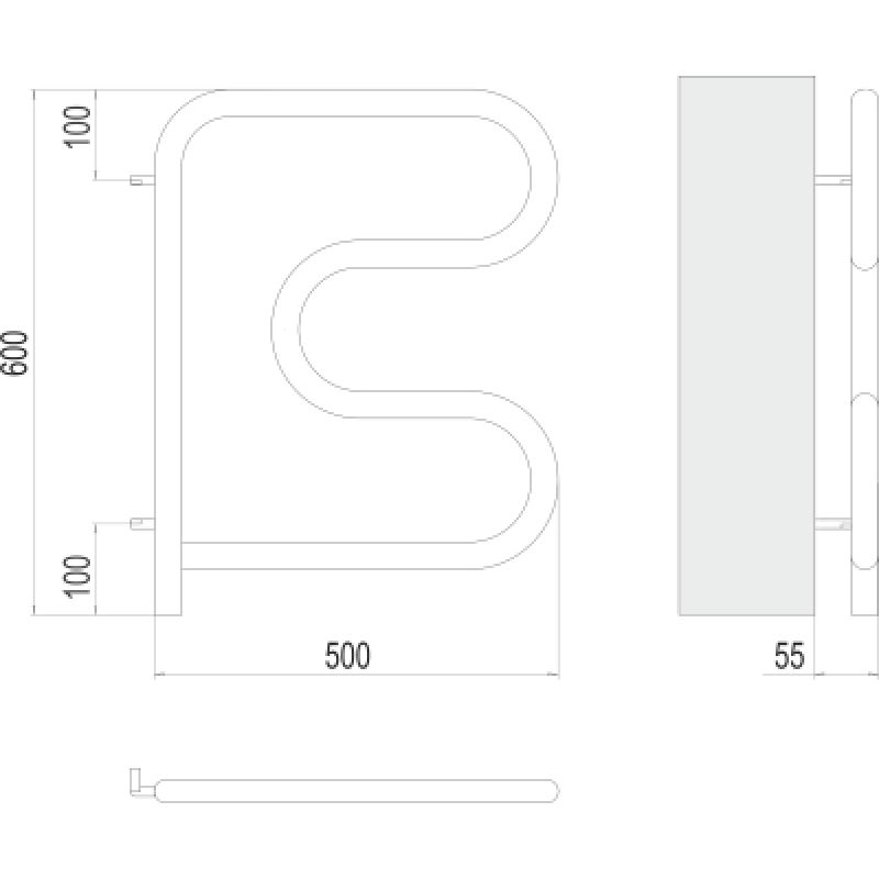 Полотенцесушитель электрический Terminus F-образный 500x500 поворотный