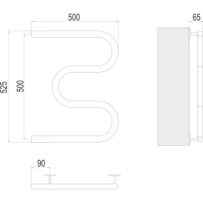 Полотенцесушитель электрический Terminus M-образный 500х500, ширина 50 см, высота 52.5 см, 4620768883910