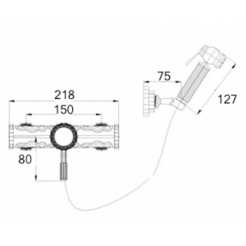 Гигиеническим душ со смесителем Zorg Antic A 123 BD-BR, бронза