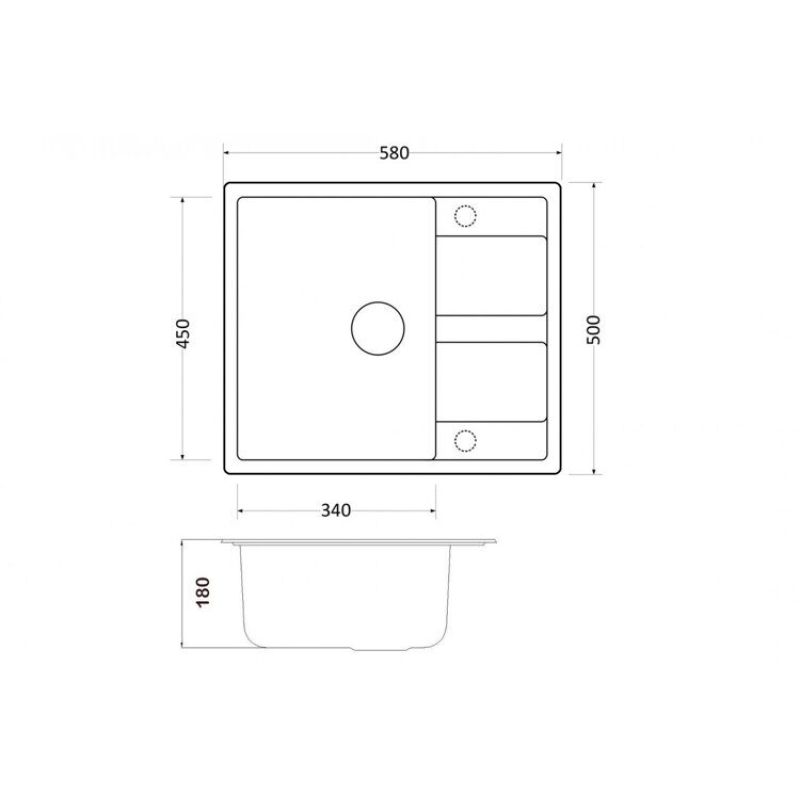 Кухонная мойка ZorG Granit GR 580 BLACK BRONZE Черный / Бронза