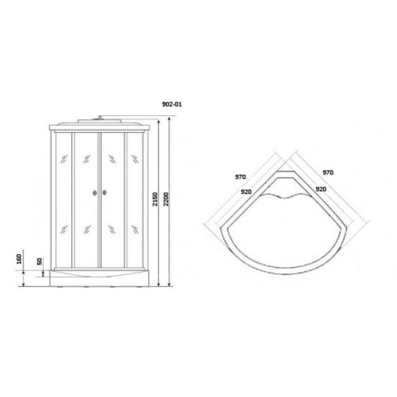 Душевая кабина NIAGARA ULTRA NG-902-01 (1000х1000х2200) низкий поддон(16см) стекло ТОНИРОВАННОЕ 5 мест