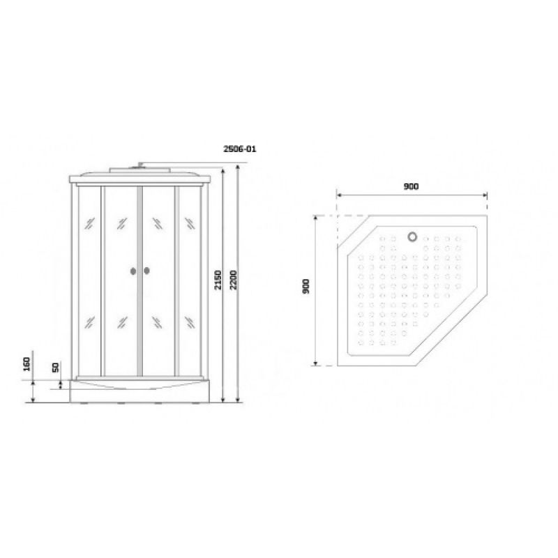 Душевая кабина NIAGARA ULTRA NG-2506-01 (900х900х2200) низкий поддон(16см) стекло ТОНИРОВАННОЕ 4 места